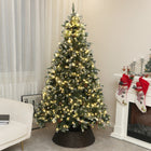 HOMCOM - Arbre de Noël artificiel pré-éclairé 7 pi avec lumière LED bicoloure-11 modes préréglés permettent de varier les effets d'éclairage festifs 