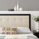 Modway - Draper Touffe Tissu et bois Tête de lit King, Noir beige-Bouton touffé