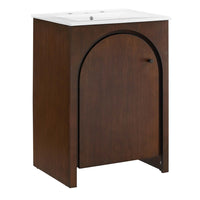 Modway - Appia 24" Vanette de salle de bain - Blanc noyer-Charnières à fermeture douce