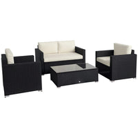 Outsunny - Ensemble de meubles de patio de 4 pièces, blanc crème-Ensemble de mobilier d'extérieur moderne 4 pièces détachable offrant un espace de détente élégant et confortable