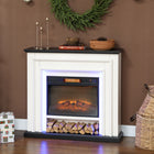 HOMCOM - Cheminée électrique 41 po avec manteau et effet de flamme 3d réglable - 1400 W - noir et blanc-Design encastré comprenant un espace pour les bûches, ajoutant une touche de réalisme