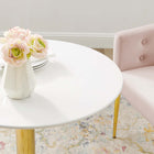 Modway - Verne 28 po Table à manger, Or Blanc-Revêtement blanc