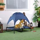 PawHut - Lit pour animal surélevé rafraîchissant portable avec auvent - 36 po L x 30 po l x 35 po H - bleu-Doté d'un cadre en acier léger, ce qui le rend très durable 