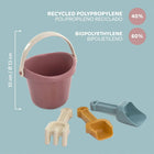 Miniland - Ensemble de sable pour bébé ECO - Couleurs pastel - 4 pièces par ensemble - 2 ensembles-Ils sont fabriqués à partir de matériaux écologiques et respectueux de l'environnement. Toutes les pièces peuvent être stockées dans le seau