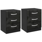 HOMCOM - Table de nuit moderne avec 3 tiroirs à finition brillante pour chambre - noir - lot de 2-L'ensemble de deux pièces offre de la symétrie et un style épuré à votre pièce