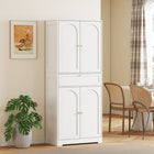 HOMCOM - Armoire de cuisine haute 72,4 po avec portes - blanc-Portes shaker avec poignées dorées qui complètent les intérieurs modernes 