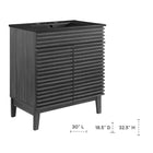 Modway - Render 30" Vanette de salle de bain - Noir charbon-Étagère de rangement réglable