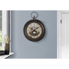 Monarch Specialties - Horloge - 18 po Rond - Horloge Murale - Brun Antique - Traditionnel-Cette horloge analogique à affichage numérique, facile à lire, est dotée d'un mouvement à quartz moderne pour une mesure précise de l'heure