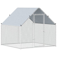 PawHut - grande cage à poules galvanisée, enclos à marcher - 6,6 pi x 6,6 pi x 6,6 pi-Convient pour l’élevage de poules, lapins, canards et autres animaux 