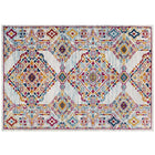 Modway - Entourage Réseau floral vieilli de Khalida Tapis de comédie 8 pi l x 10 pi L - Ivoire Bleu Orange Jaune Rouge-Tapis vintage en treillis floraux vieillis