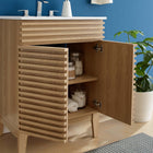 Modway - Render 24" Vanette de salle de bain - Oak White-Style moderne du milieu du siècle