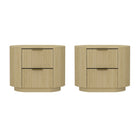 Manhattan Comfort - Olivia 26,5" Table de nuit moderne - Chêne naturel et or - Lot de 2-Table de nuit moderne pour chambre et salon lot de 2