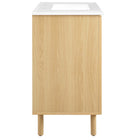 Modway - Calla 36" perforé Métal Vanette de salle de bain - Chêne blanc-Trous centraux de 8"