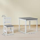 Qaba - Ensemble table et chaises pour enfants, table pour tout-petits et ensemble de 2 chaises pour activités, art, bricolage, lecture pour 3-8 ans - gris-Fabriqué en bois de pin pour une structure solide
