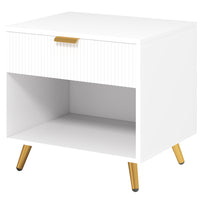 HOMCOM - Table de nuit avec panneau cannelé - blanc-Finition blanche moderne et panneau rainuré qui rehaussent n'importe quelle pièce 