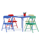 Flash Furniture – Ensemble coloré 5 pièces de 20 1/4 (po) pour enfants avec table pliante et chaise, bleu/vert/rouge/jaune-Rembourrage en mousse éponge CA117