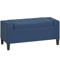 HOMCOM - Banc de rangement avec ottoman à dessus rabattable - bleu-Le pouf de rangement à l’apparence classique peut s’accorder avec la plupart des styles de maison 