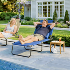 Outsunny - Chaise longue d’extérieur réglable avec ouverture pour le visage et coussin - bleu-L'ouverture pour le visage permet de s'allonger confortablement sur le ventre pendant le bain de soleil