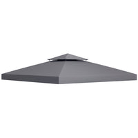 Outsunny - Toit de rechange pour pavillon carré à 2 niveaux 10 pi L x 10 pi l, gris foncé-La toile de rechange convient à une structure de 3 x 3(m)/9,8 po x 9,8 po