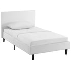 Modway - Anya Tissu Lit simple, Blanc-Rembourré dans un tissu polyester