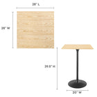 Modway - Lippa 28 po Carré Bois Bar Table, Noir Naturel-Placage en grain de bois et plateau de table en MDF