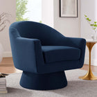 Modway - Astral Performance Velvet Tissu et bois Chaise pivotante - Bleu Minuit-Rembourrage résistant aux taches