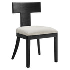 Modway - Peregrine Bois et tissu rembourrés Chaises de salle à manger Ensemble de 2 - Ivoire à tissage noir à bruyère-Coussinets de pied non marqués