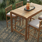 Modway - Eleni 5 pièces Terrasse extérieure Bois de teck Bar Set - Voile naturel-Coussins amovibles en mousse pare-soleil