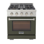 Kucht - 30 po Série KFX-X Cuisinière Pro Style au gaz propane - Acier inoxydable/Vert olive-Brûleur rocket power de 21 000 btu pour un saisissage rapide