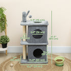 PawHut - Arbre à chat 31,5 po avec 2 condos - multi-niveaux pour chatons-Poteaux robustes enveloppés de sisal pour satisfaire l'instinct de griffade et protéger vos meubles 