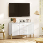HOMCOM - Buffet moderne 47,2 po L avec rangement - blanc-Structure en panneaux de particules et MDF avec cinq pieds en acier, supporte jusqu’à 207 lb (94 kg) 