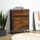 HOMCOM - Armoire à chaussures rustique avec 2 portes rabattables, séparateur et étagère ouverte - brun rustique-Comprend 2 tiroirs, chacun avec 2 étagères pour ranger au total 12 paires de chaussures de taille standard