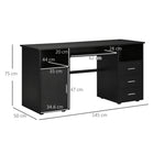 HOMCOM - Bureau d'ordinateur avec tiroirs - 57,1 po L x 19,7 po l x 29,5 po H - noir-La serrure sur le tiroir du dessus assure la sécurité des objets 
