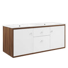 Modway - Transmit 48" Vanité de salle de bain murale - Blanc noyer-Assemblée requise
