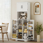 HOMCOM - Armoire de garde-manger haute 71,5 po avec porte-épices - blanc-Convient pour les cuisines, salles à manger ou buanderies 