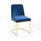 Modway - Amplify Base de traîneau Performance Velvet Fauteuil d’appoint de salle à manger - Marine d’or-Rembourrage en velours polyester Performance