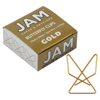 JAM Paper - Pinces papillon colourées - pinces à papier dorées - paquet de 15-Couleur : Trombone papillon doré