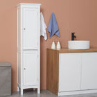Kleankin - Armoire de salle de bain haute avec étagères réglables - blanc-Le design mince et compact permet de gagner de la place, idéal pour les espaces restreints 
