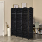 HOMCOM - Séparateur de pièce autoportant à 4 panneaux tissé à la main pour bureau à domicile - noir-Conception pliable à quatre panneaux, facile pour créer un nouveau look et peu encombrant à ranger 
