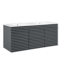 Modway - Render Fixation murale de 48" Vanette de salle de bain - Gris blanc-Vanité moderne du milieu du siècle
