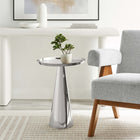 Modway - Maren Manche Table d’appoint - Nickel-Base à piédestal conique