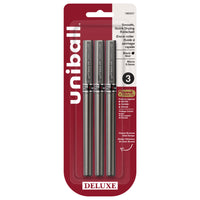 uni-ball – Stylos à bille roulante Deluxe – 0,5 mm – noir – paquet de 3  -Stylos à bille roulante