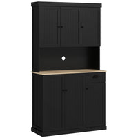 HOMCOM - Buffet 71 po avec vaisselier, garde-manger de cuisine et tiroir - noir-Un tiroir avec des glissières métalliques lisses vous permet de ranger facilement des serviettes et des couverts 