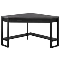 Monarch Specialties - 7503 Bureau 42 po - Noir/En Coin Dessus Gris/Noir-Bureau d'ordinateur de coin avec rangement en noir avec un dessus de bureau au fini gris