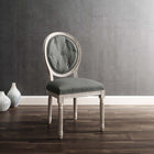 Modway - Arise Français vintage Tissu rembourré Fauteuil d’appoint de salle à manger - Gris naturel-Bordure en losange touffée à boutons