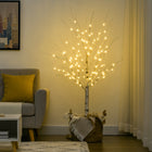 HOMCOM - Arbre de bouleau artificiel lumineux 5 pi avec 96 LED blanc chaud - blanc-Les lumières LED consomment peu d'énergie 
