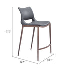 Zuo - Ace Tabouret de comptoir - Dark Gris/Noyer - Ensemble de 2-7