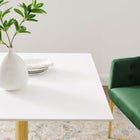 Modway - Verne 35 po Carré Table à manger, Or Blanc-Revêtement blanc