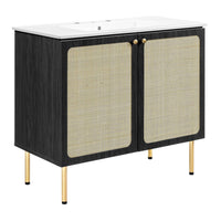 Modway - Chaucer 36" Vanette de salle de bain - Noir Blanc-MDF et panneau de particules
