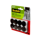 Scotch - Coussinets de feutre ronds, bruns, 2,54 cm (1 po), Paquet de 32-Contenu du paquet : 32/paquet